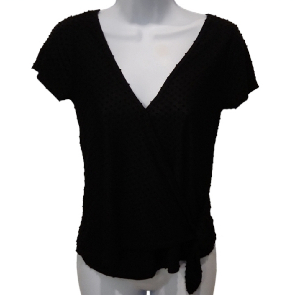 3D Alya Polka Dot Detail WrapFront Vneck Top